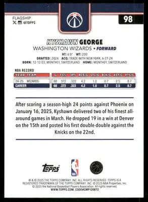 2025 Topps Flagship Kyshawn George #98 Basketball - Basketball Card Single