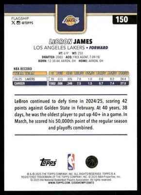 2025 Topps Flagship LeBron James #150 Basketball - Basketball Card Single