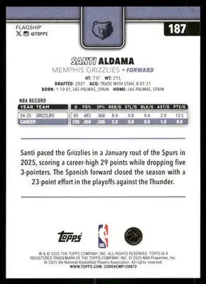 2025 Topps Flagship Santi Aldama #187 Basketball - Basketball Card Single