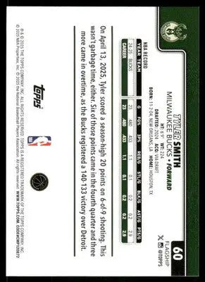 2025 Topps Flagship Tyler Smith #60 Basketball - Basketball Card Single