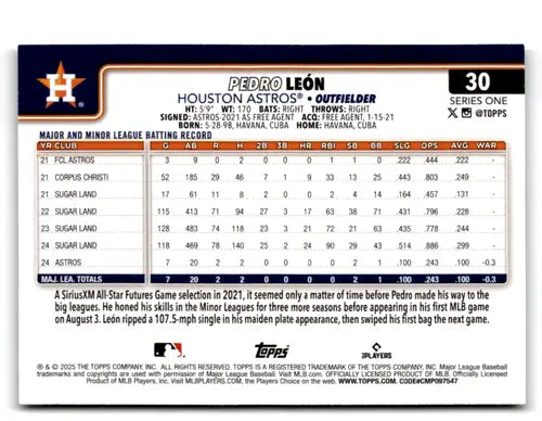 2025 Topps Topps Foil Pattern #30 Pedro Leon NM-MT RC Rookie Astros ID:76852 - Baseball Card Single