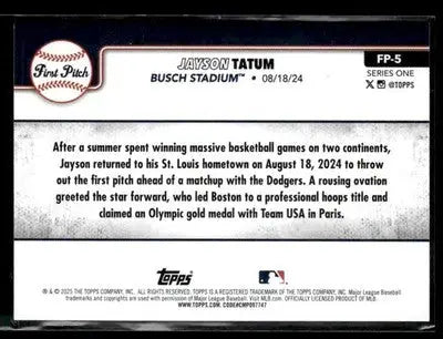 2025 Topps #FP-5 Jayson Tatum First Pitch (Series One) - Baseball Card Single