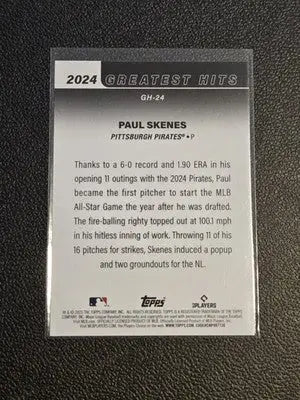 2025 Topps #GH-24 Paul Skenes 2024 Greatest Hits - Baseball Card Single