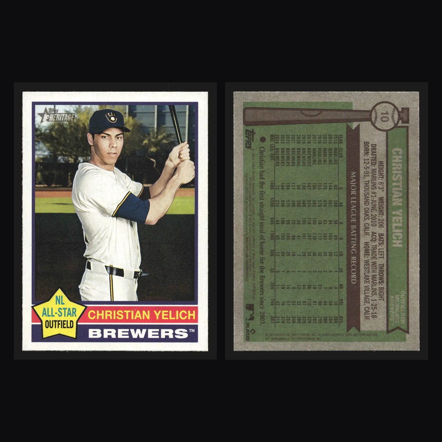2025 Topps Heritage #10 Christian Yelich NL All-Star Brewers - Baseball Card Single