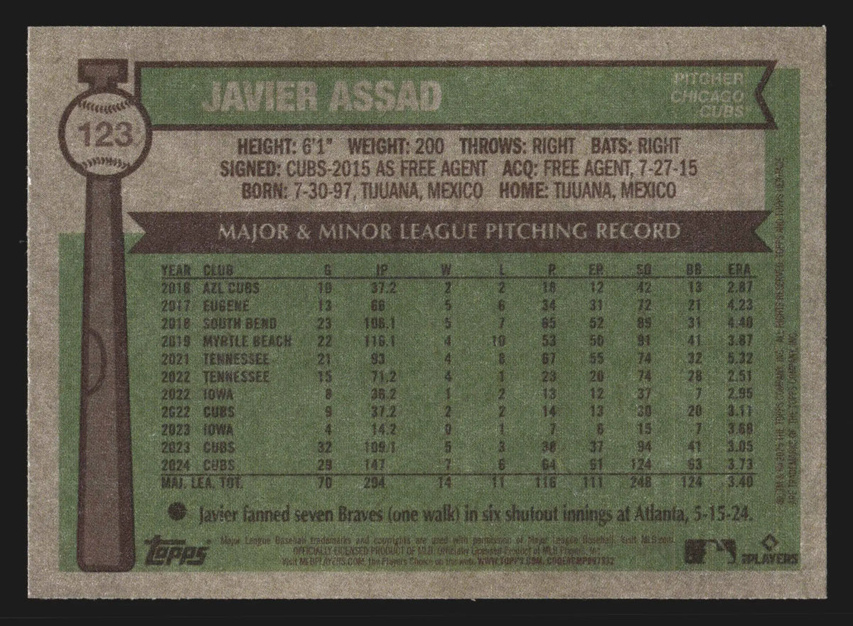 2025 Topps Heritage #123 Javier Assad Chicago Cubs - Baseball Card Single