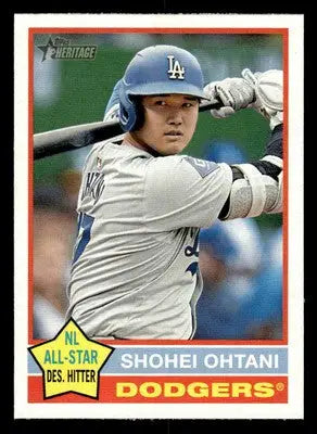Shohei Ohtani baseball card in Dodgers uniform from 2025 Topps Heritage series