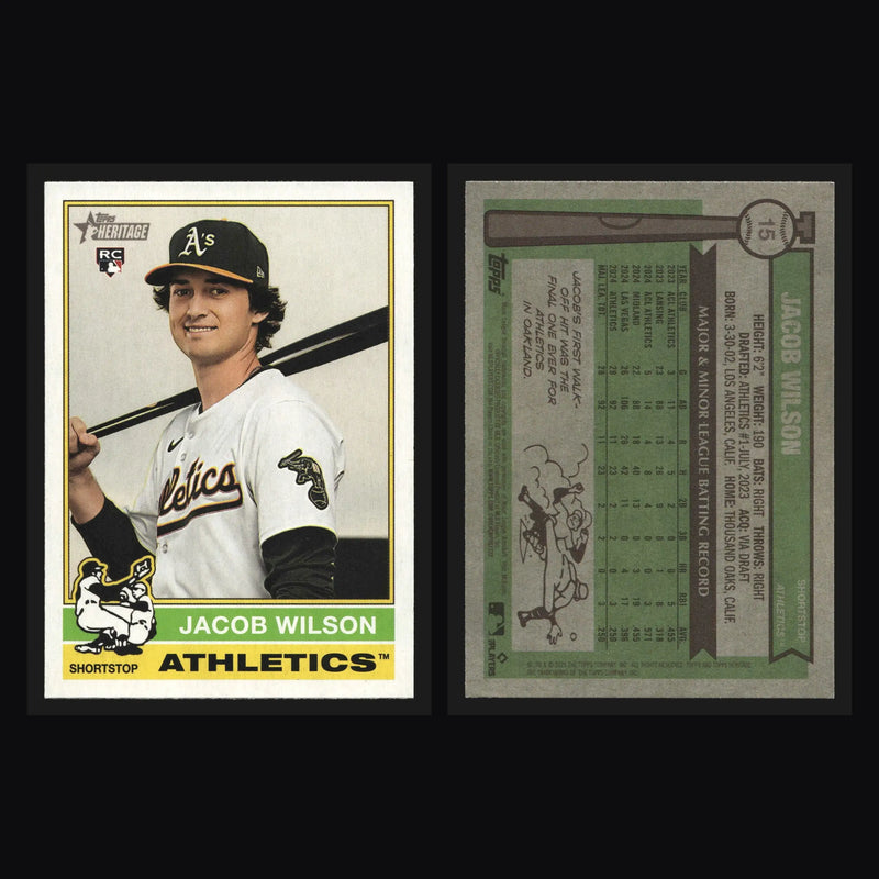 2025 Topps Heritage #15 Jacob Wilson Athletics RC - Baseball Card Single