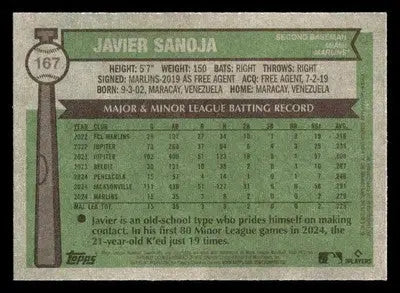 2025 Topps Heritage #167 Javier Sanoja - Baseball Card Single