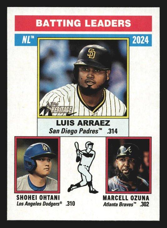 2025 Topps Heritage #191 NL Batting Leaders Luis Arraez Shohei Ohtani Ozuna - Baseball Card Single