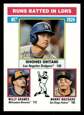 2024 Topps Heritage baseball trading card featuring Manny Machado, Willy Adames, Shohei Ohtani