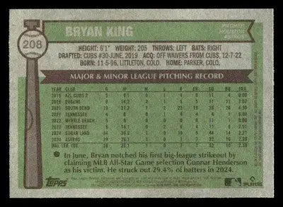 2025 Topps Heritage #208 Bryan King - Baseball Card Single