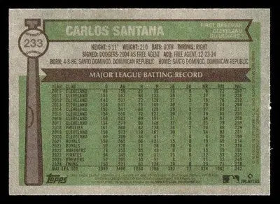 2025 Topps Heritage #233 Carlos Santana - Baseball Card Single