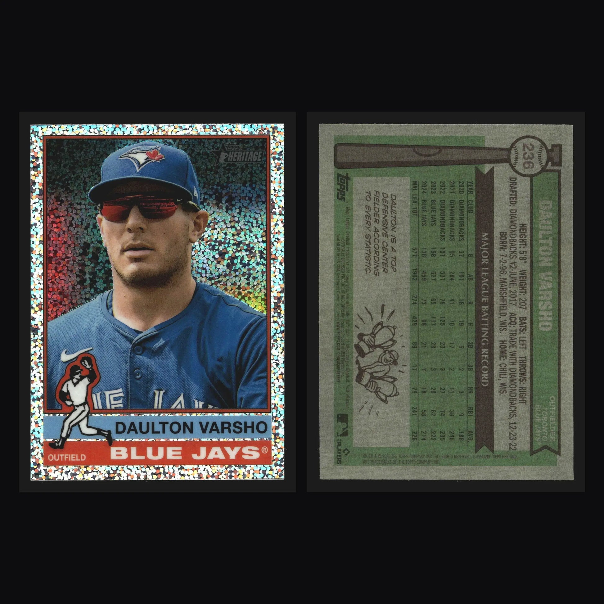 2025 Topps Heritage #236 Daulton Varsho Chrome Silver Sparkle Refractor