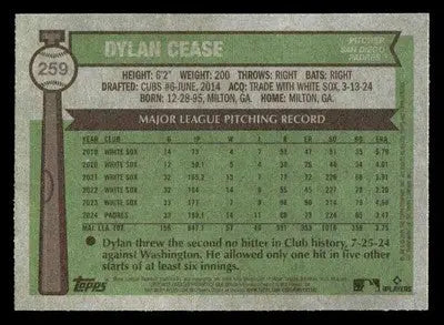 2025 Topps Heritage #259 Dylan Cease - Baseball Card Single