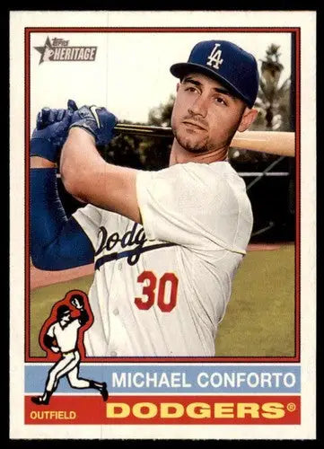 Original gloss baseball card of Michael Conforto from Topps Heritage 2025 series
