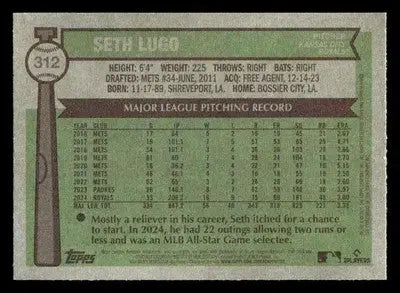 2025 Topps Heritage #312 Seth Lugo - Baseball Card Single