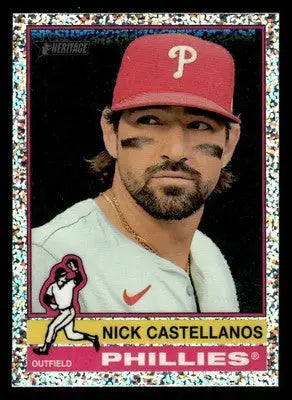 2025 Topps Heritage #315 Nick Castellanos Chrome Silver Sparkle Refractor - Baseball Card Single