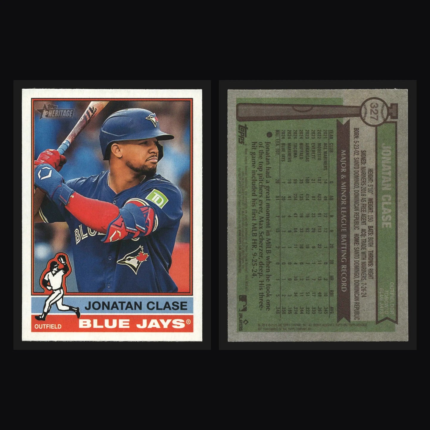 2025 Topps Heritage #327 Jonatan Clase Toronto Blue Jays
