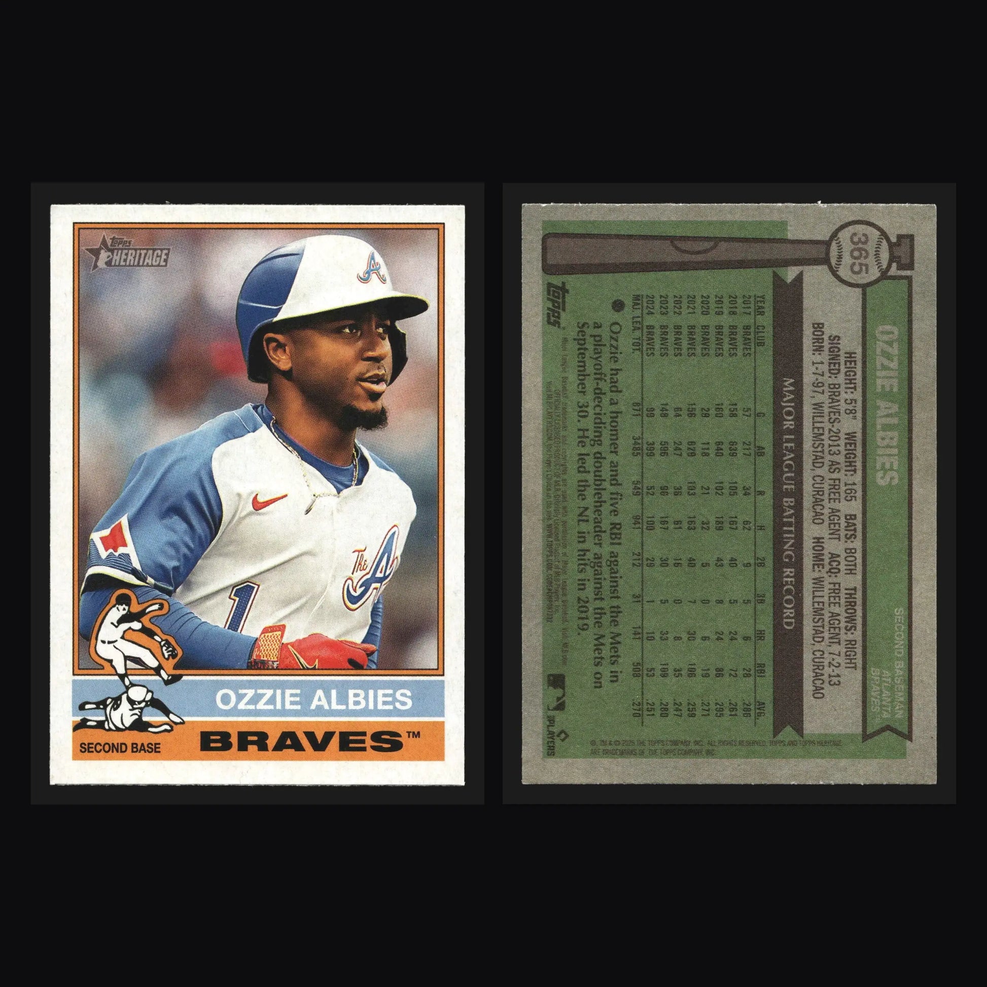 2025 Topps Heritage #365 Ozzie Albies Atlanta Braves 1976 Design