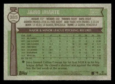 2025 Topps Heritage #385 Jairo Iriarte - Baseball Card Single