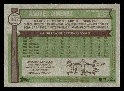 2025 Topps Heritage #387 Andrés Giménez - Baseball Card Single