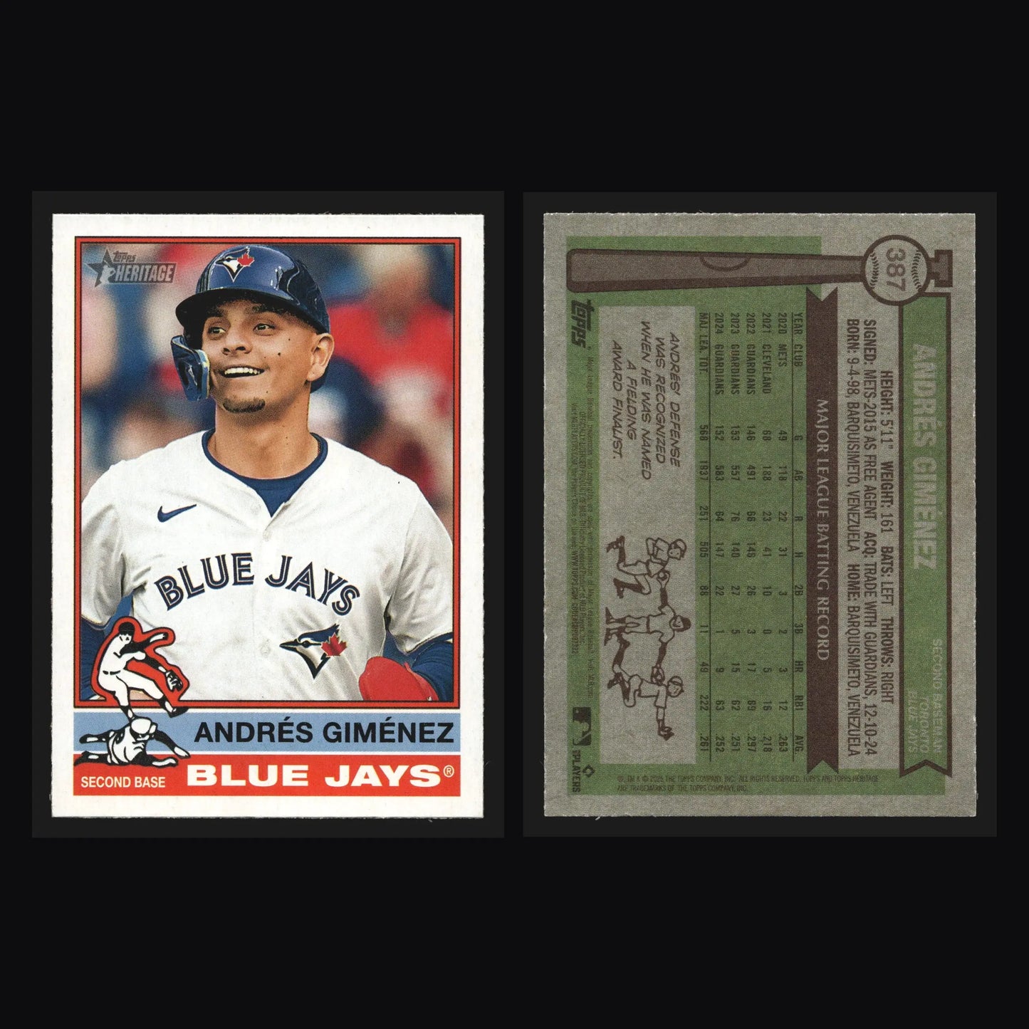 2025 Topps Heritage #387 Andres Gimenez Toronto Blue Jays