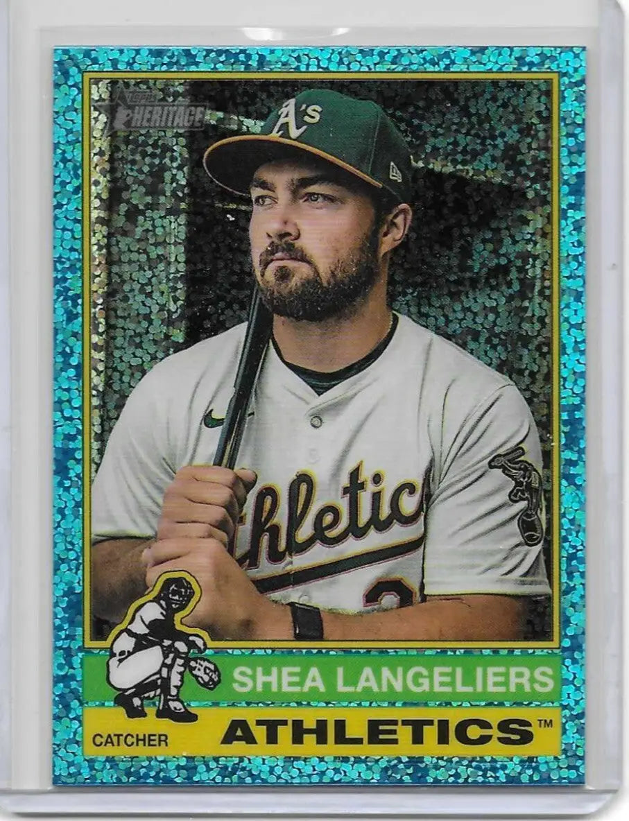 2025 Topps Heritage #446 High Number SP Blue Sparkle Shea Langeliers (L-9) - Baseball Card Single