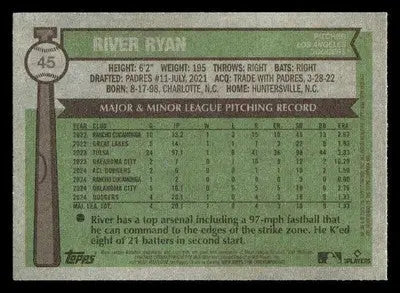 2025 Topps Heritage #45 River Ryan - Baseball Card Single