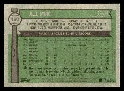 2025 Topps Heritage #490 A.J. Puk