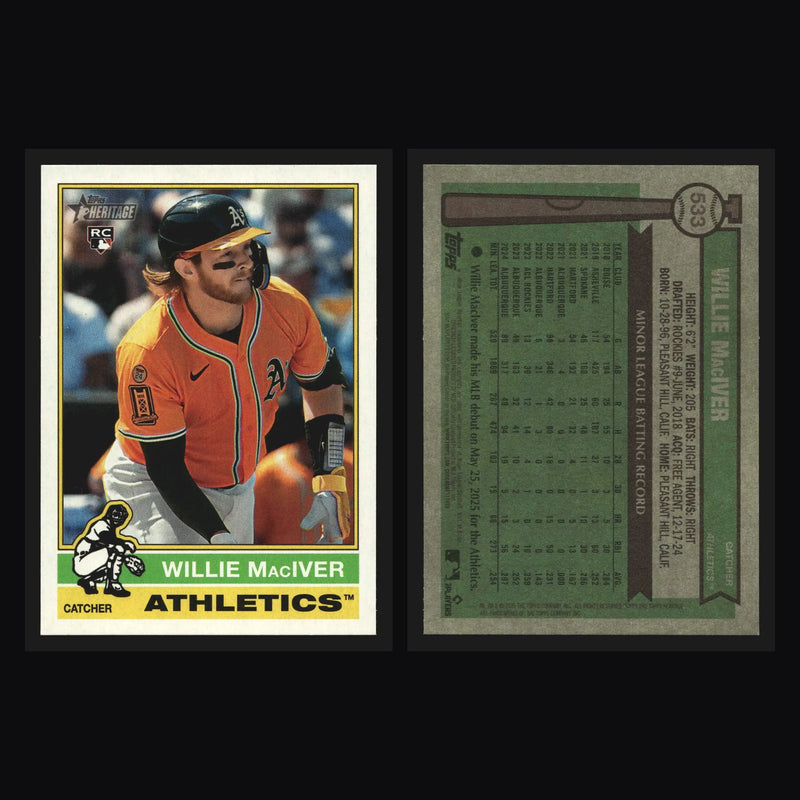 2025 Topps Heritage #533 Willie MacIver Athletics RC - Baseball Card Single