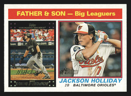 2025 Topps Heritage #66 Father & Son Jackson Holliday Matt Holliday - Baseball Card Single