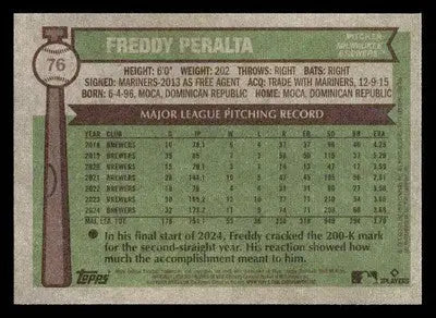 2025 Topps Heritage #76 Freddy Peralta - Baseball Card Single