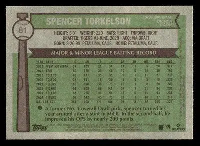 2025 Topps Heritage #81 Spencer Torkelson - Baseball Card Single