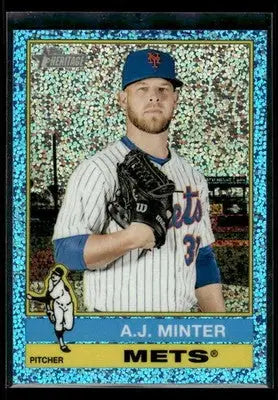 2025 Topps Heritage A.J. Minter #597 Light Blue Sparkle Refractor Mets - Baseball Card Single