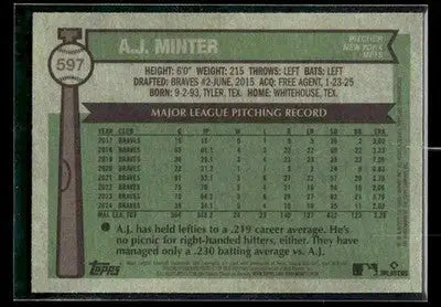 2025 Topps Heritage A.J. Minter #597 New York Mets