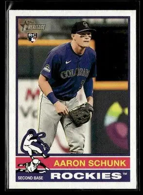 2025 Topps Heritage Aaron Schunk #90 RC Colorado Rockies - Baseball Card Single