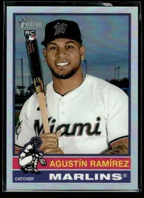 2025 Topps Heritage Agustín Ramírez #563 Chrome Refractor RC Miami Marlins - Baseball Card Single