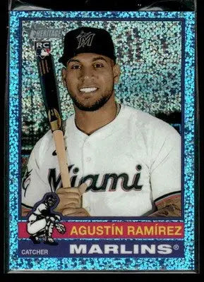 2025 Topps Heritage Agustín Ramírez #563 Light Blue Sparkle Refr RC Marlins