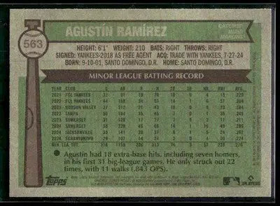 2025 Topps Heritage Agustín Ramírez #563 RC Miami Marlins