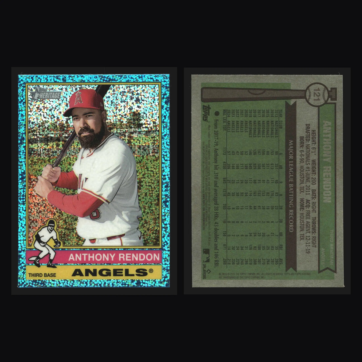 2025 Topps Heritage Anthony Rendon #121 Chrome Light Blue Sparkle Angels - Baseball Card Single