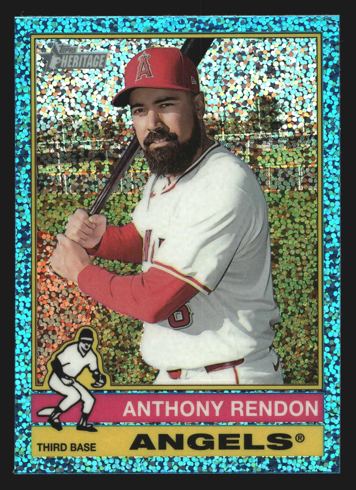 2025 Topps Heritage Anthony Rendon #121 Chrome Light Blue Sparkle Angels - Baseball Card Single