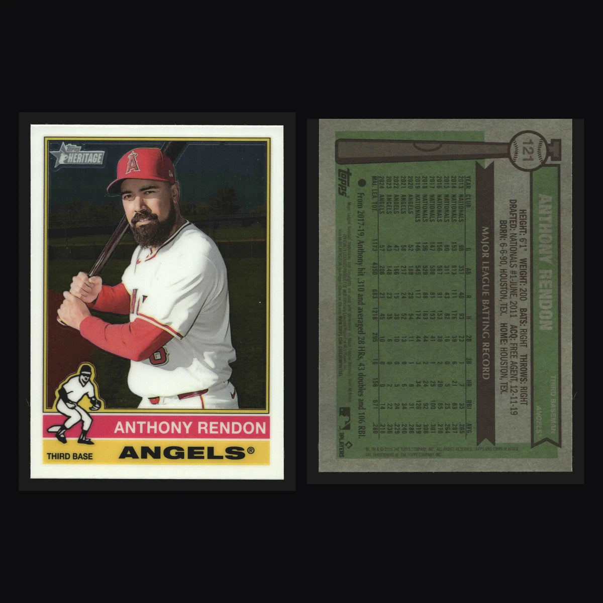 2025 Topps Heritage Anthony Rendon #121 Chrome Los Angeles Angels - Baseball Card Single