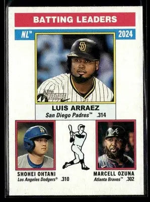 2025 Topps Heritage Arraez/Ozuna/Ohtani #191 NL Batting Leaders - Baseball Card Single