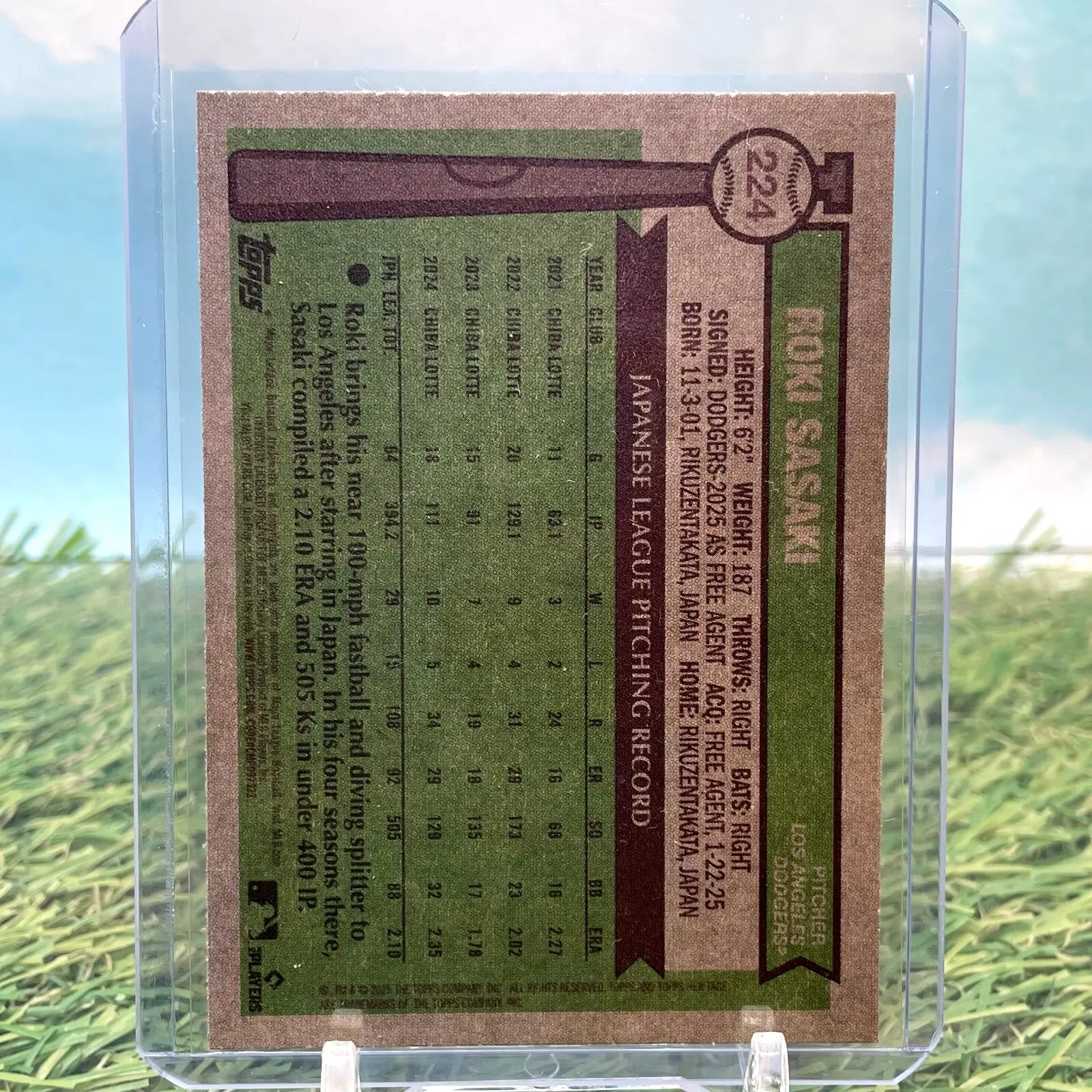 2025 Topps Heritage Baseball Roki Sasaki rookie card depicting Los Angeles Dodgers