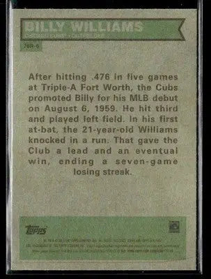 2025 Topps Heritage Billy Williams #76R-6 1976 Retirees Chicago Cubs