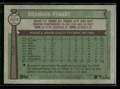 2025 Topps Heritage Brandon Pfaadt #624 Arizona Diamondbacks