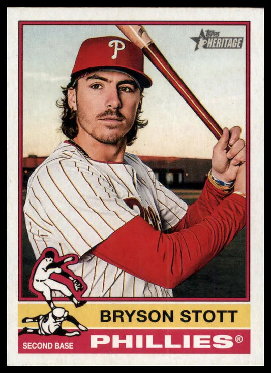 2025 Topps Heritage Bryson Stott 135 Philadelphia Phillies NM - Baseball Card Single