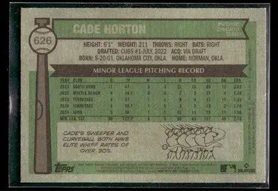 2025 Topps Heritage Cade Horton #626 RC Chicago Cubs