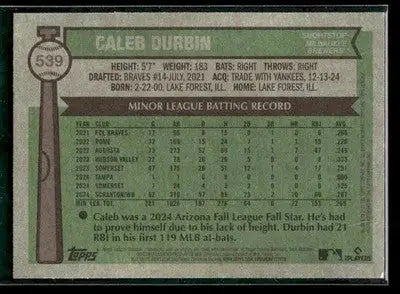 2025 Topps Heritage Caleb Durbin #539 RC Milwaukee Brewers
