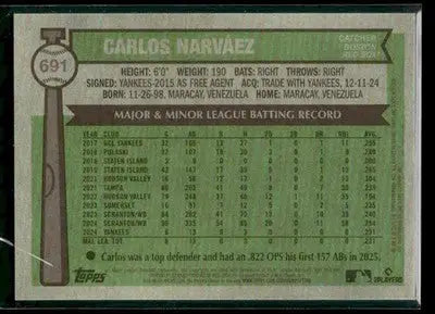 2025 Topps Heritage Carlos Narváez #691 Chrome RC Boston Red Sox - Baseball Card Single